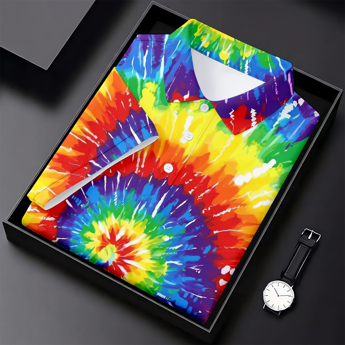 LGBT Rainbow Tie-Dye Golf Tops For Men, Pride Month Celebrate Golf Shirts For Men