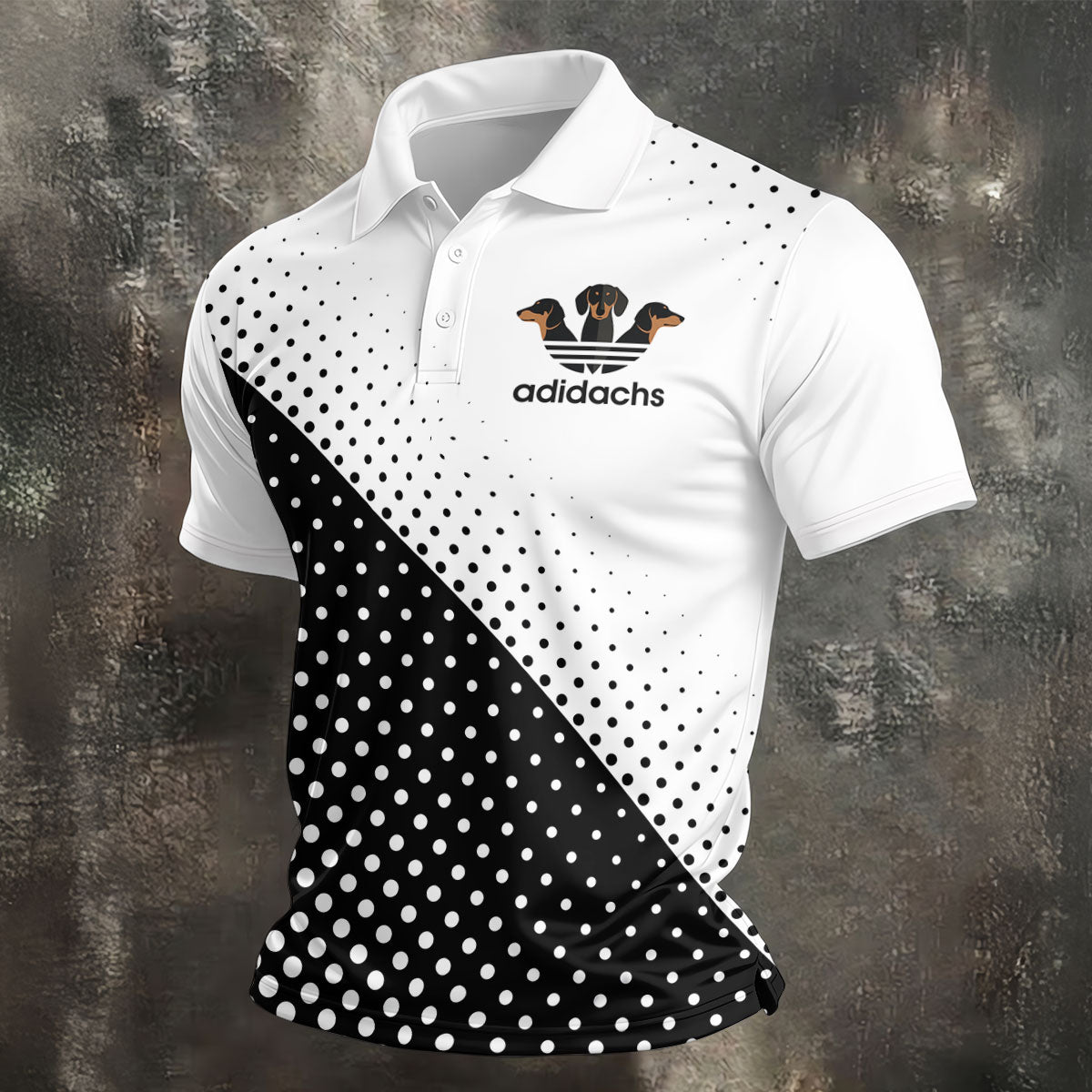 Adidachs Funny Dachshund White Golf Shirt, Men's Funny Golf Shirts, Polo Shirts For Men