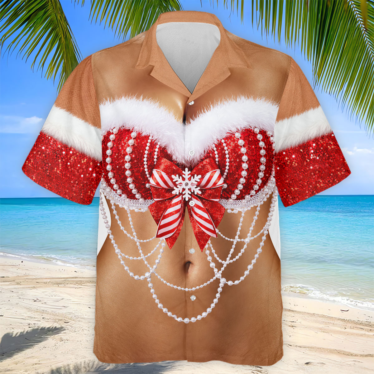 Sexy Santa Bra And Pearls Christmas Golf Shirt, Mens Golf Polo, Golf Shirts For Men
