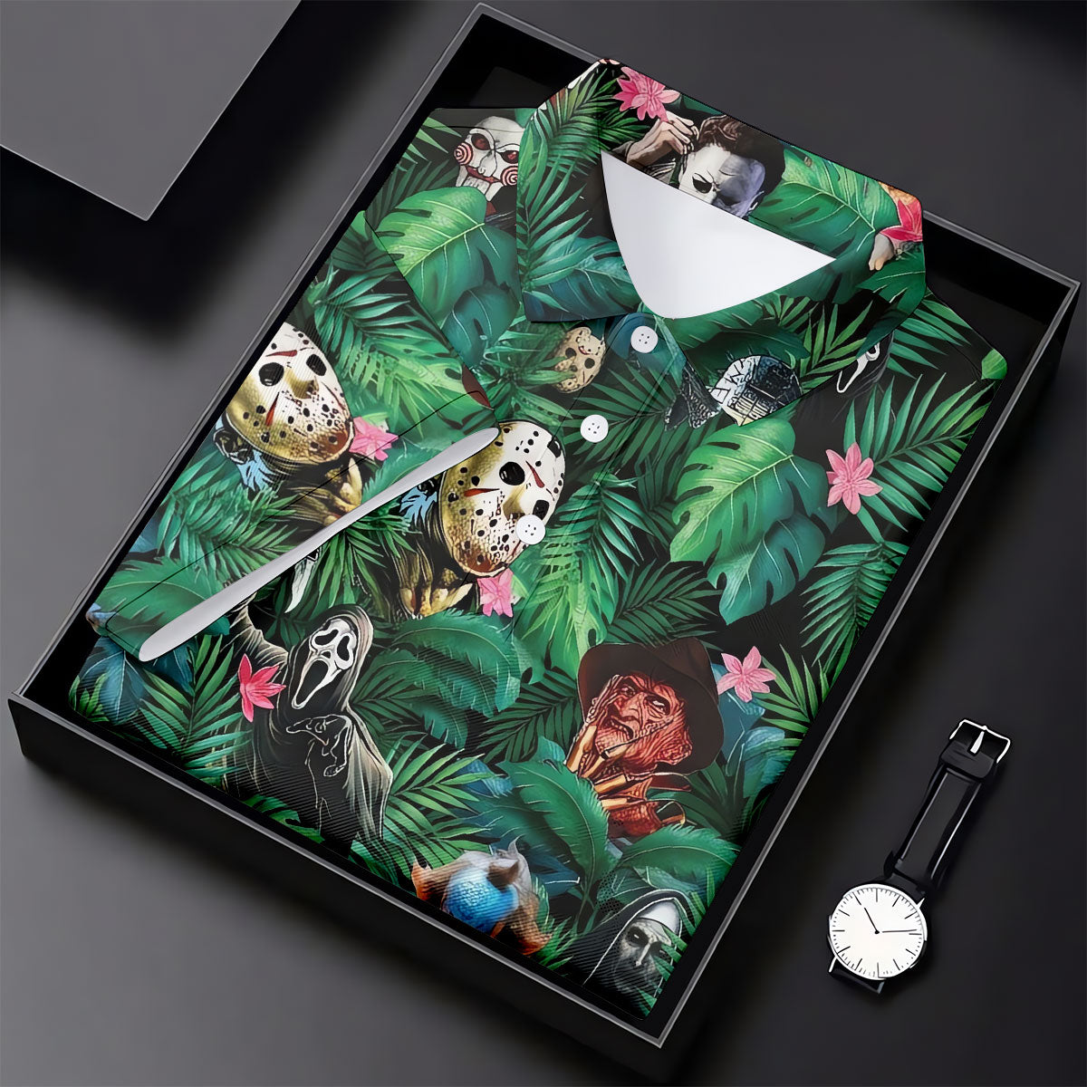 Tropical Horror Character Pattern Golf Polo Shirt, Womens Golf Polo, Ladies Golf Shirts