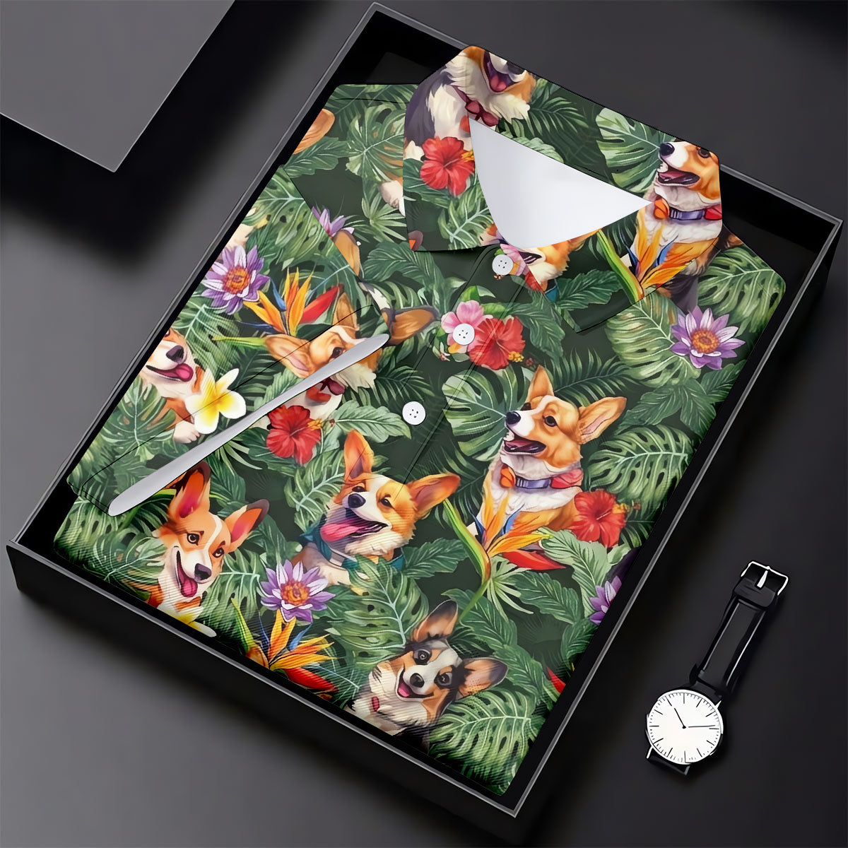 Tropical Corgi Dog Hawaiian Golf Polo Shirt, Golf Shirts For Women, Women's Golf Apparel