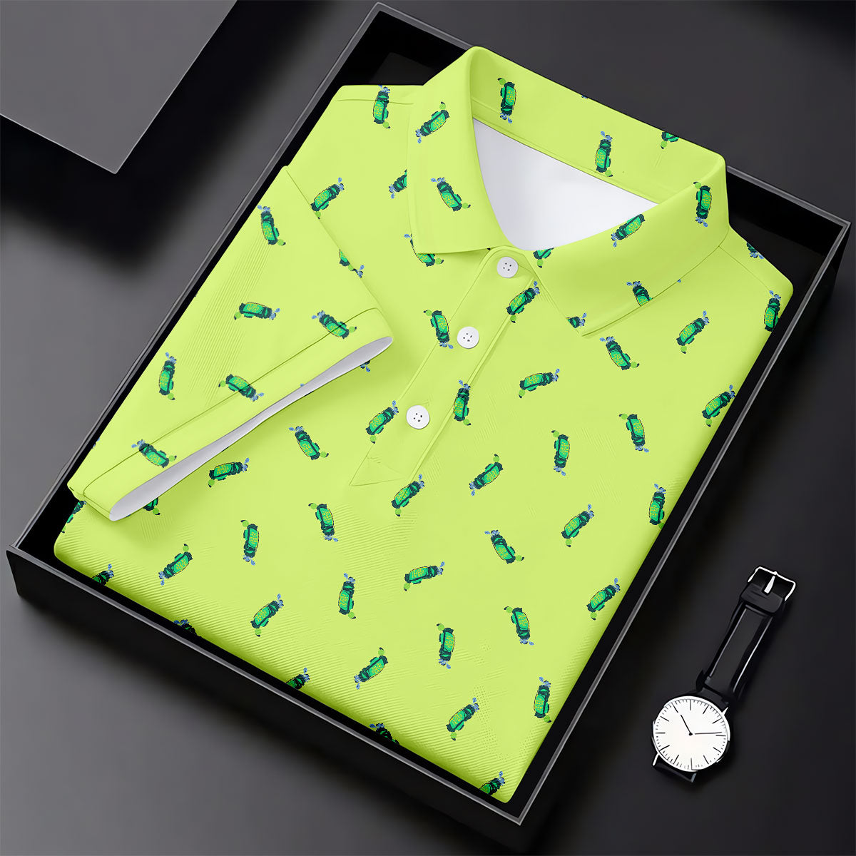 The Best Dad By Par Doodle Pattern Father's Day Golf Shirt, Golf Gift For Dad