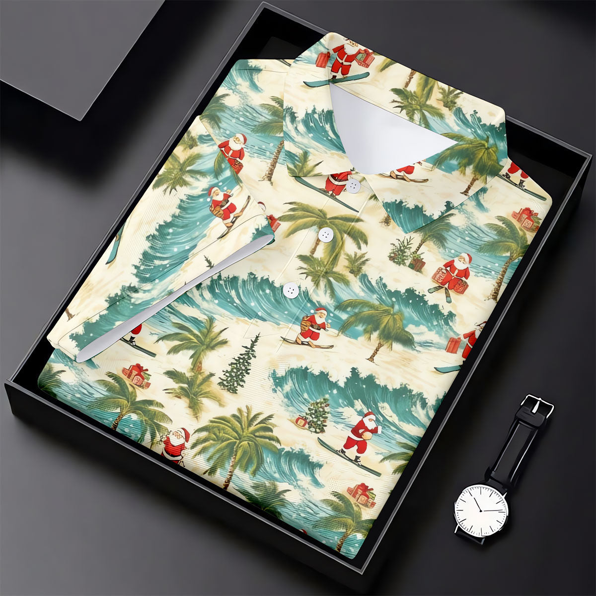 Christmas Santa Surfing Tropical Hawaiian Golf Shirt, Golf Shirts For Women, Performance Golf Shirt