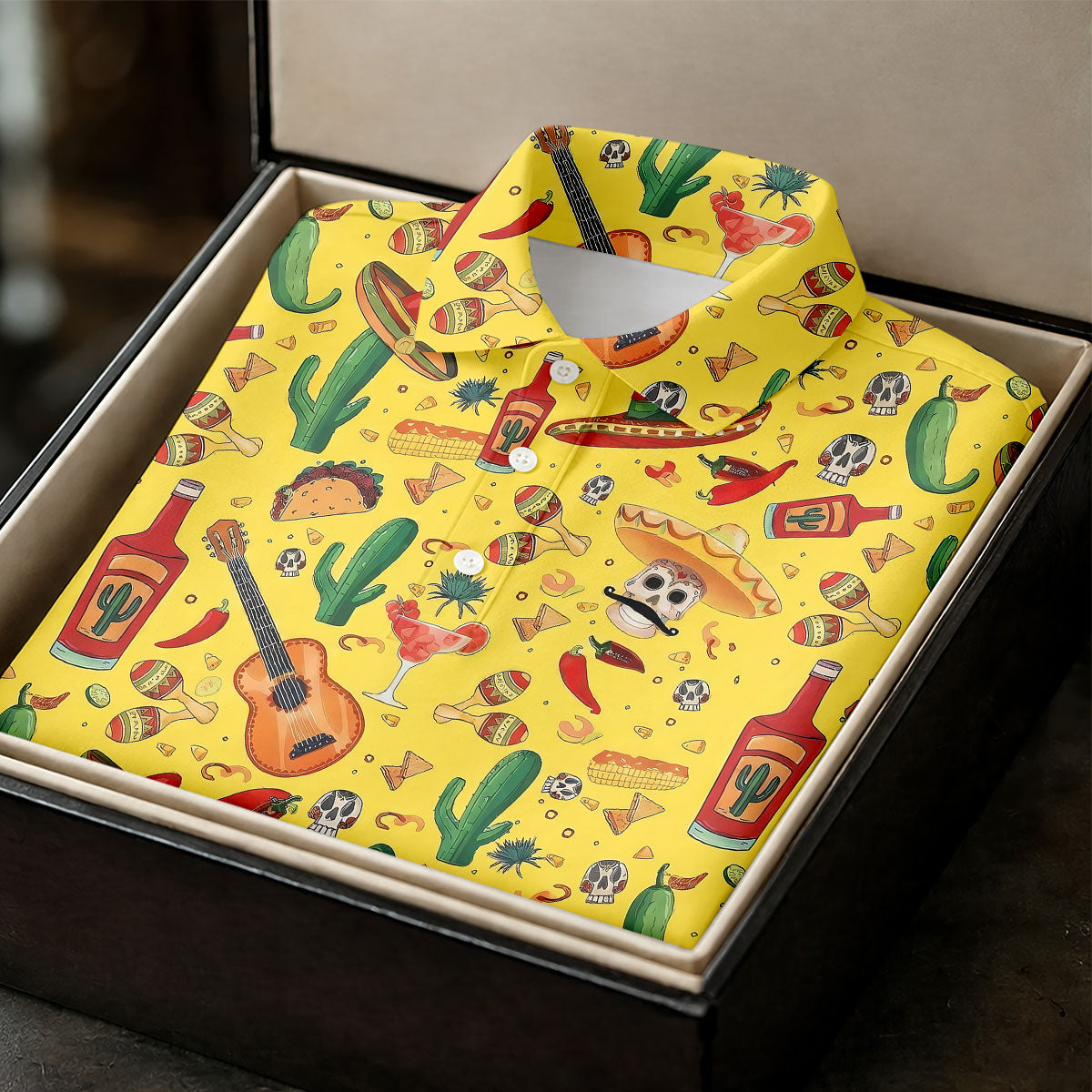 Skulls With Sombreros Funny Cinco De Mayo Fiesta Themed Golf Tops For Men, Golf Shirts For Men