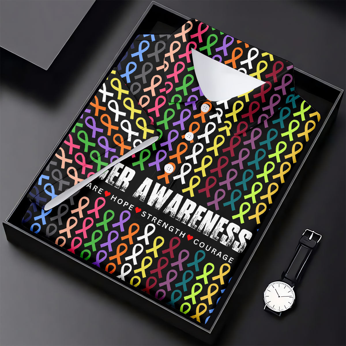 Multicolor Ribbon Cancer Awareness Polo Shirt, Womens Golf Tops, Women's Golf Apparel
