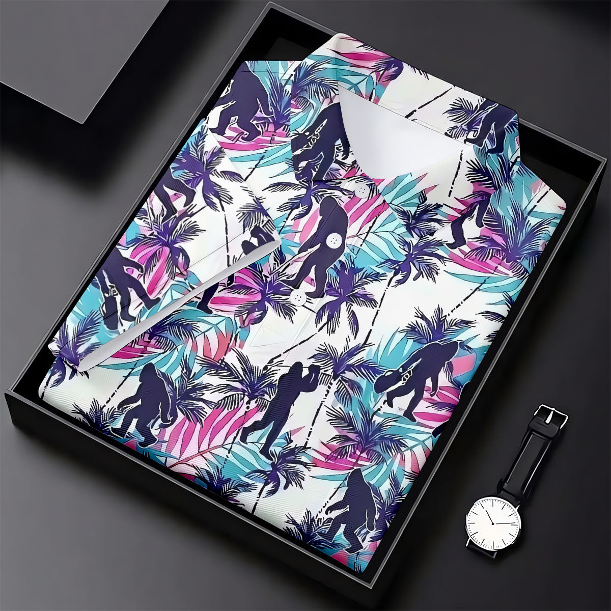 Funny Bigfoot Golfer Tropical Palm Pattern Polo Shirt, Golf Shirts For Women, Ladies Golf Shirts