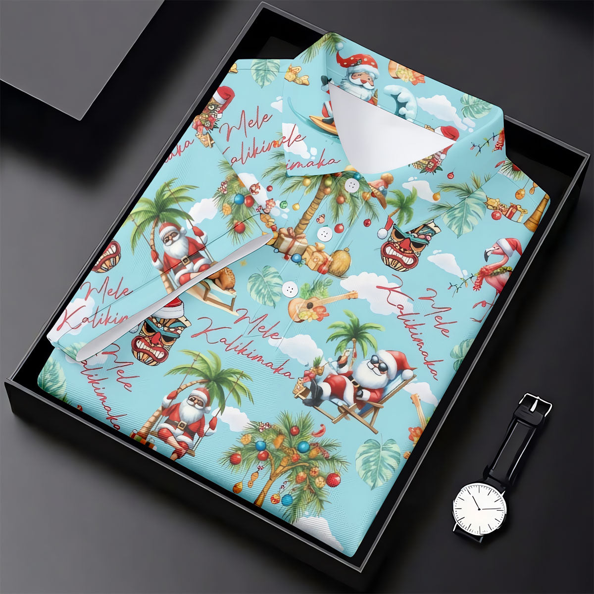 Women's Mele Kalikimaka Surfing Santa Golf Shirt, Christmas Golf Shirt, Women’s Golf Apparel