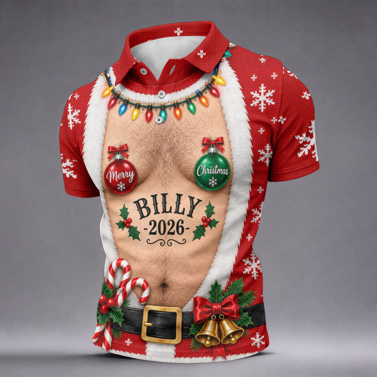 Custom Name Ornament Merry Christmas Golf Shirt, Mens Golf Shirts, Polo Shirts For Men
