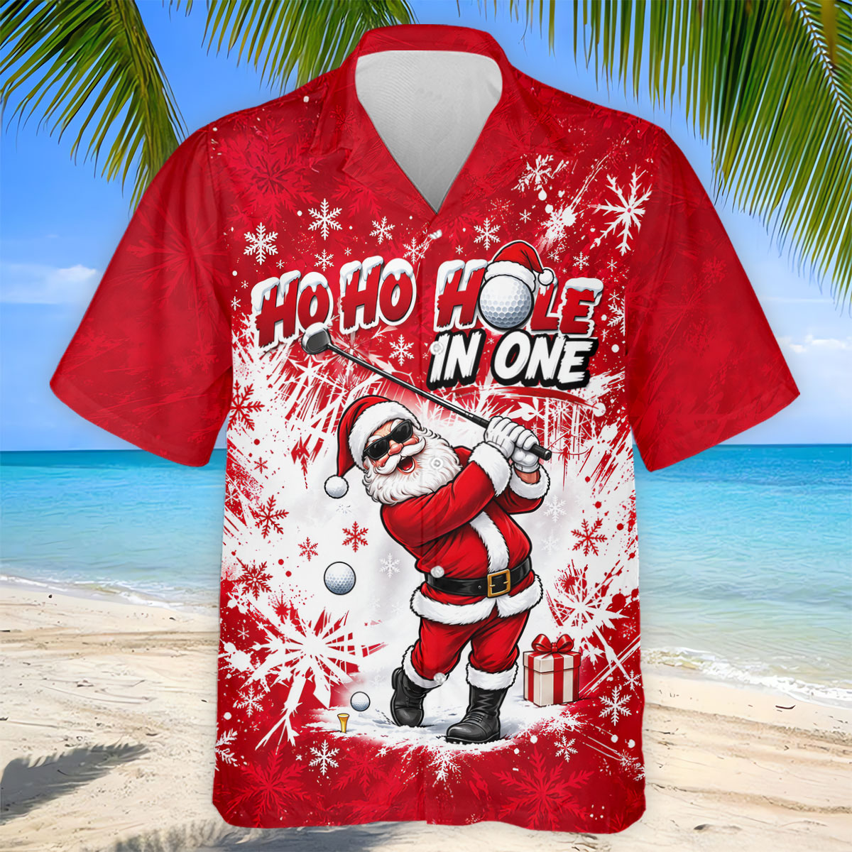 Ho Ho Hole In One Santa Christmas Golf Shirt, Mens Golf Polo, Golf Shirts For Men