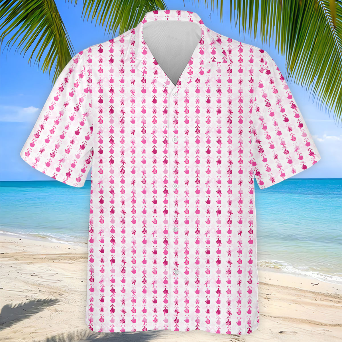 Pink Ribbon Finger Touch Breast Cancer Polo Shirt, Mens Golf Polo, Golf Apparel For Men