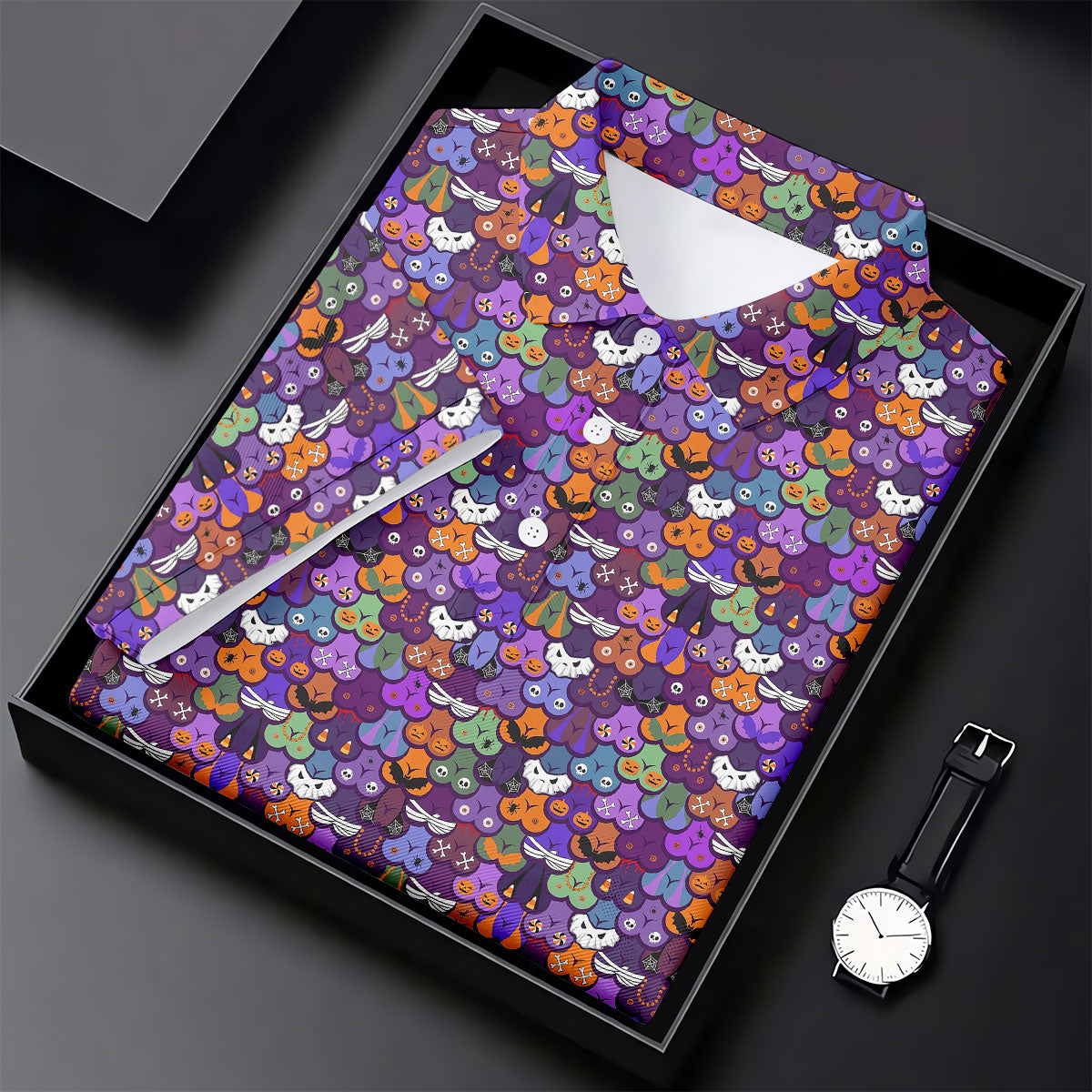 Cute Halloween Icon Pattern Golf Polo Shirt, Women's Golf Polo, Ladies Golf Shirts