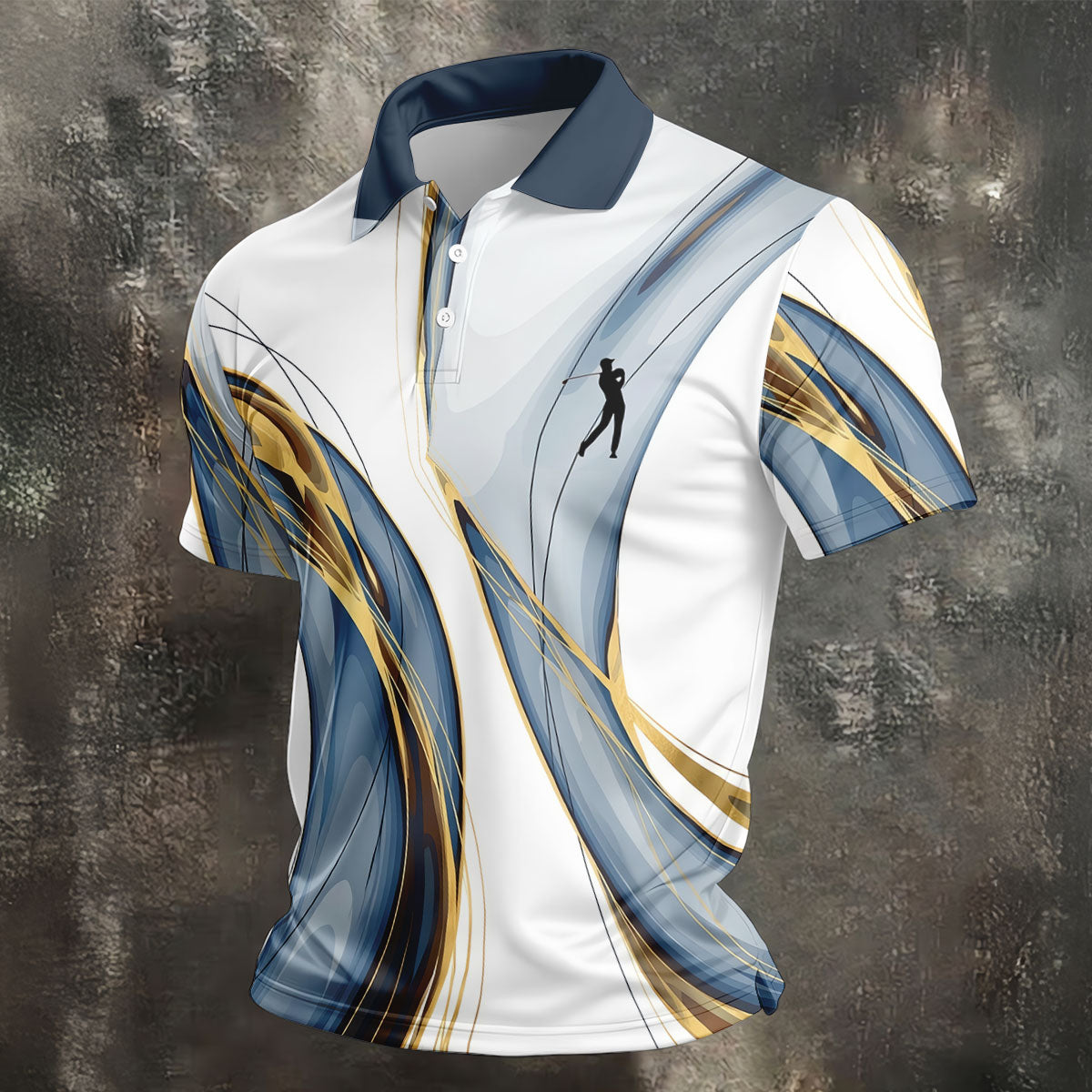 Abstract Line Art Retro Golf Shirt, Golf Shirts For Men, Polo Shirts For Men, Golf Gift For Men