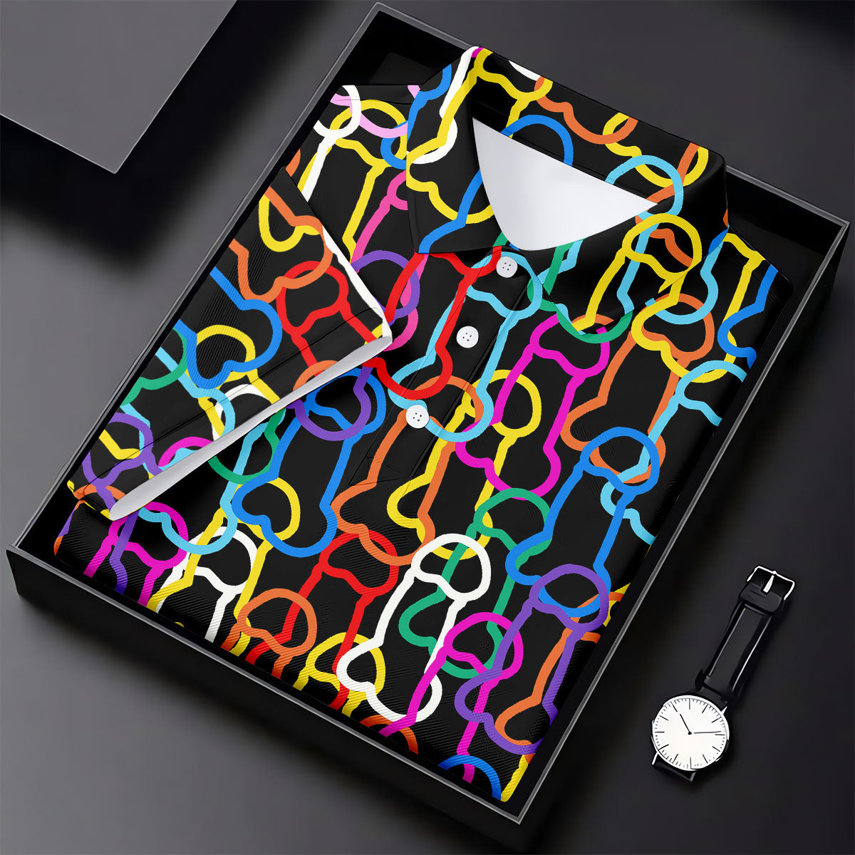 Adult Humor LGBT Rainbow Color Men's Funny Golf Shirts, Pride Month Celebrate Golf Shirts For Men
