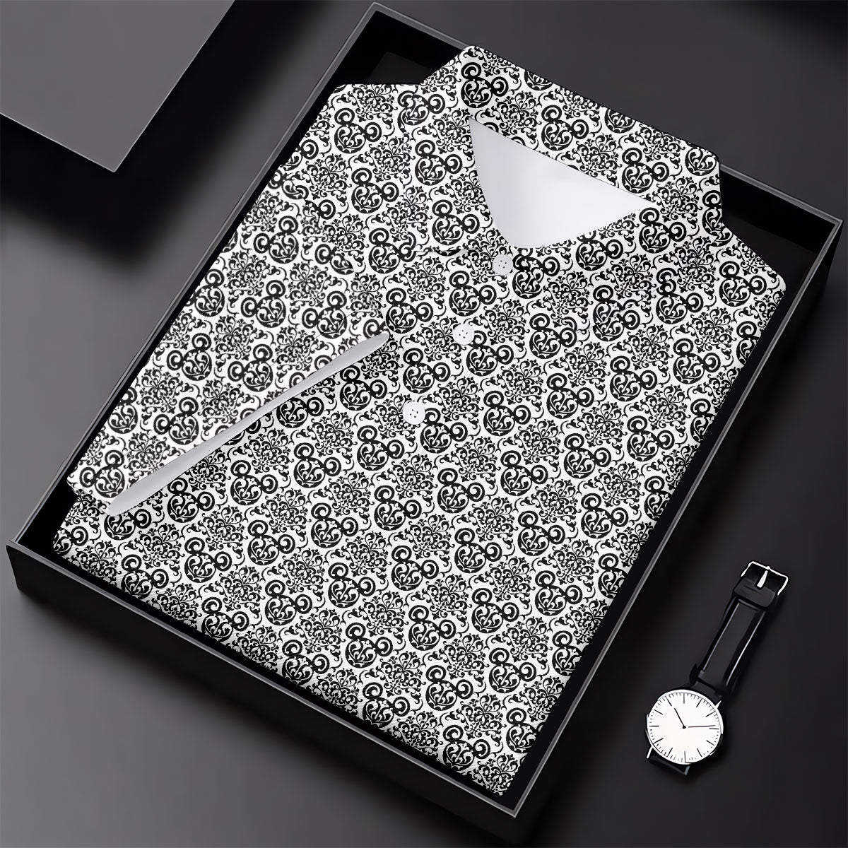 Vintage Monochrome Damask Golf Polo Shirt, Golf Polo For Women, Ladies Golf Top