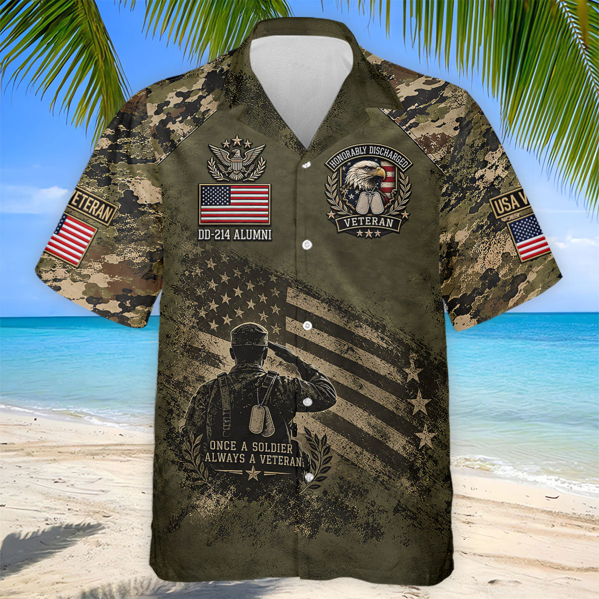 DD-214 Honorably Discharged Camo Polo Shirt, Veterans Day Shirt, Mens Golf Shirts