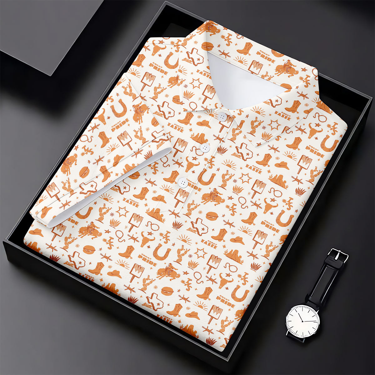 Texas Cowboy Western Pattern Golf Polo Shirt, Ladies Golf Shirts, Hawaiian Golf Shirt