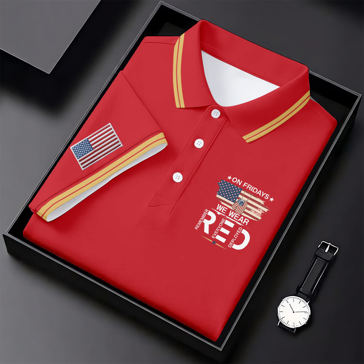On Friday We Wear Red 250 Years Golf Tops For Men, Patriotic Father's Day Golf Shirt