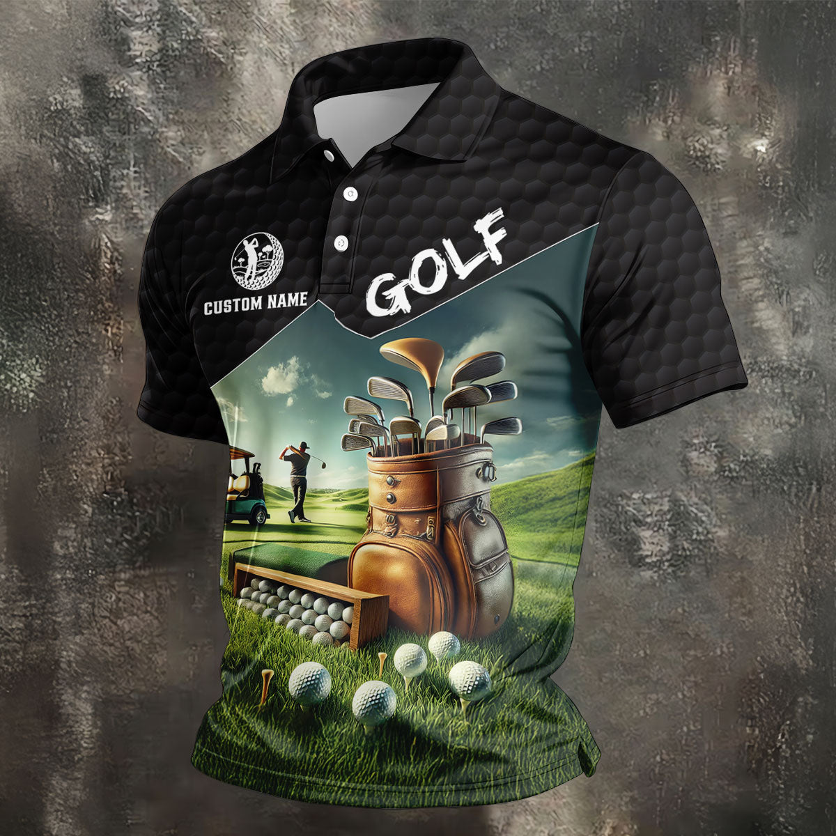 Custom Name Golf Course Club Bag Polo Shirt, Mens Golf Polo, Golf Apparel For Men