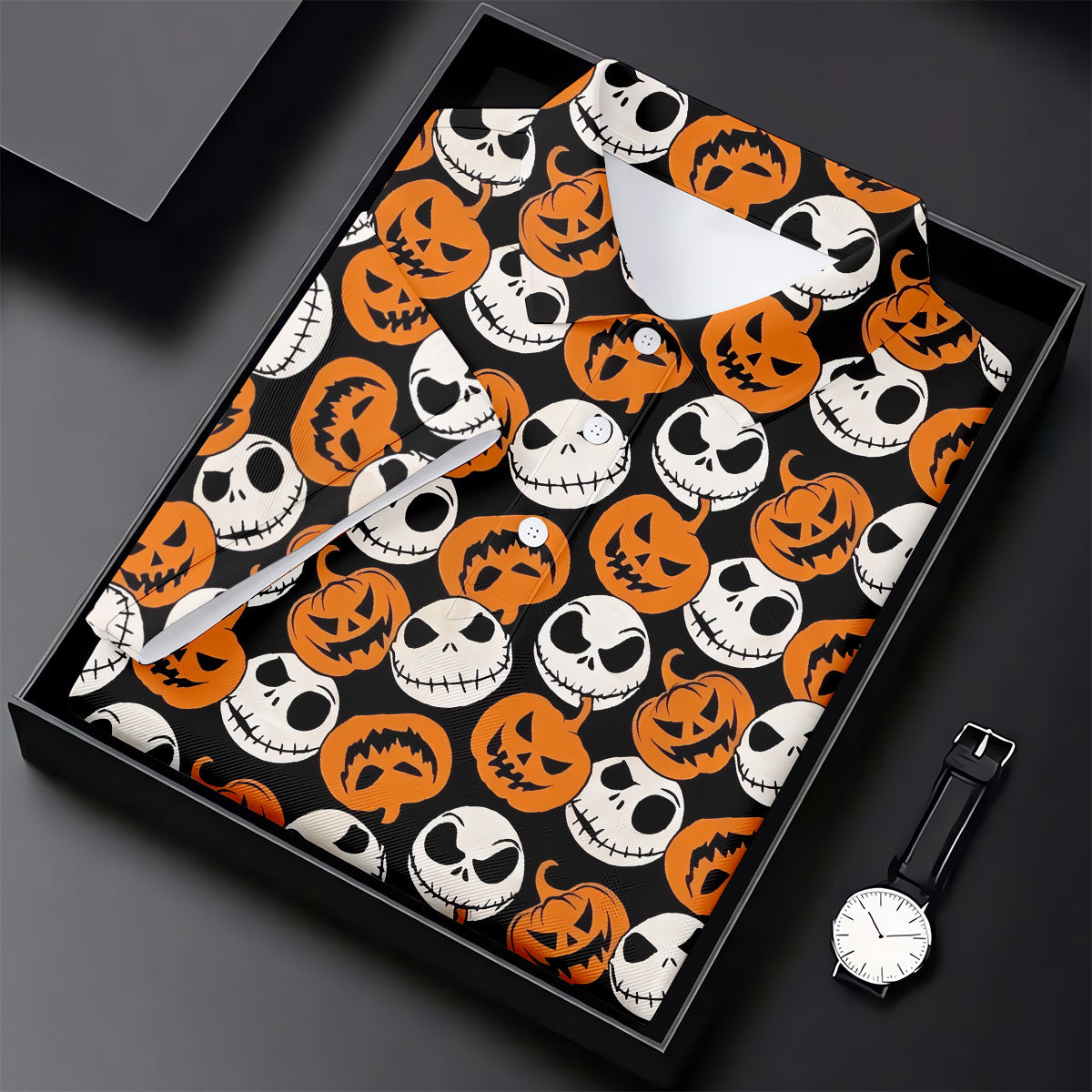 Halloween Skull Pumpkin Pattern Golf Polo Shirt, Ladies Golf Tops, Golf Shirts For Women