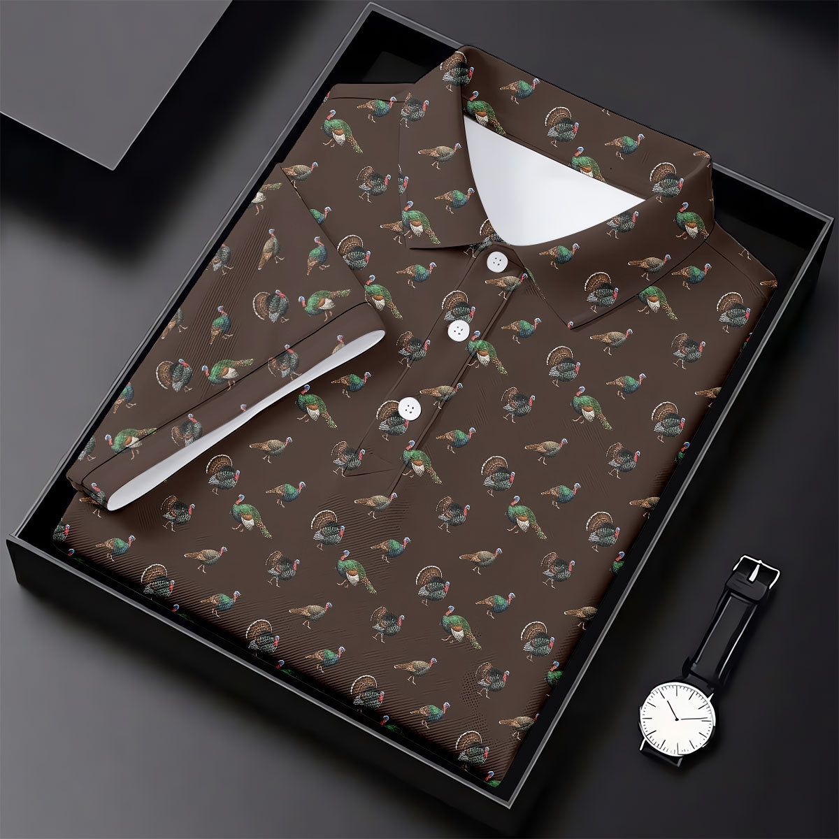 Turkey Hunting Seamless Pattern Funny Golf Shirts, Women's Golf Tops, Ladies Golf Shirts