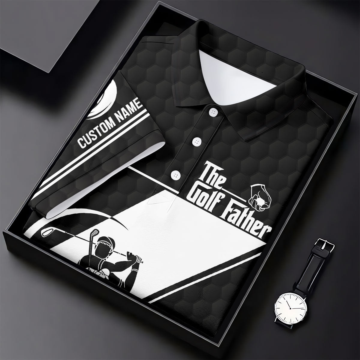 The Golf Father Golf Ball Pattern Father's Day Golf Shirt, Golf Gift For Dad, Polo Shirts For Men