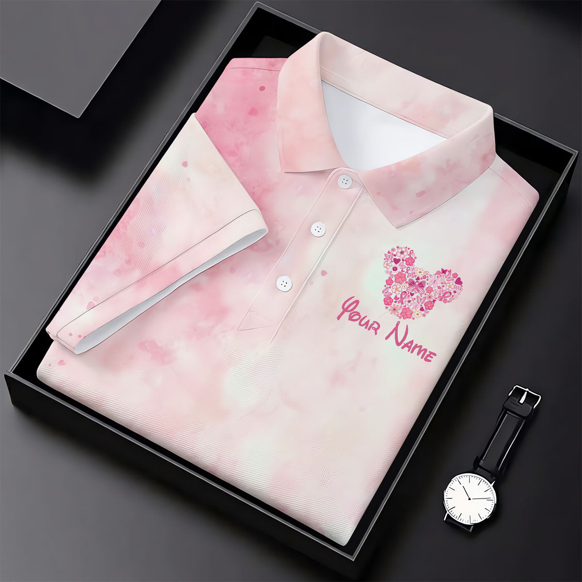 Custom Floral Heart Breast Cancer Polo Shirt, Golf Polo For Women, Women's Golf Apparel