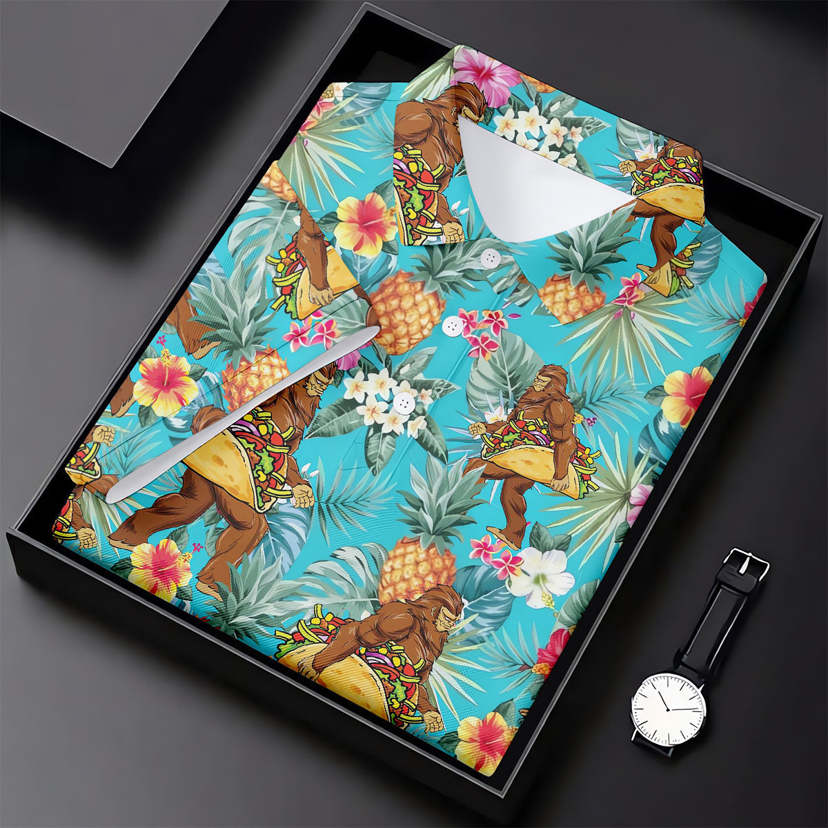 Bigfoot Taco Fiesta Time Hawaiian Golf Shirt, Cinco De Mayo Celebration Golf Shirt For Women