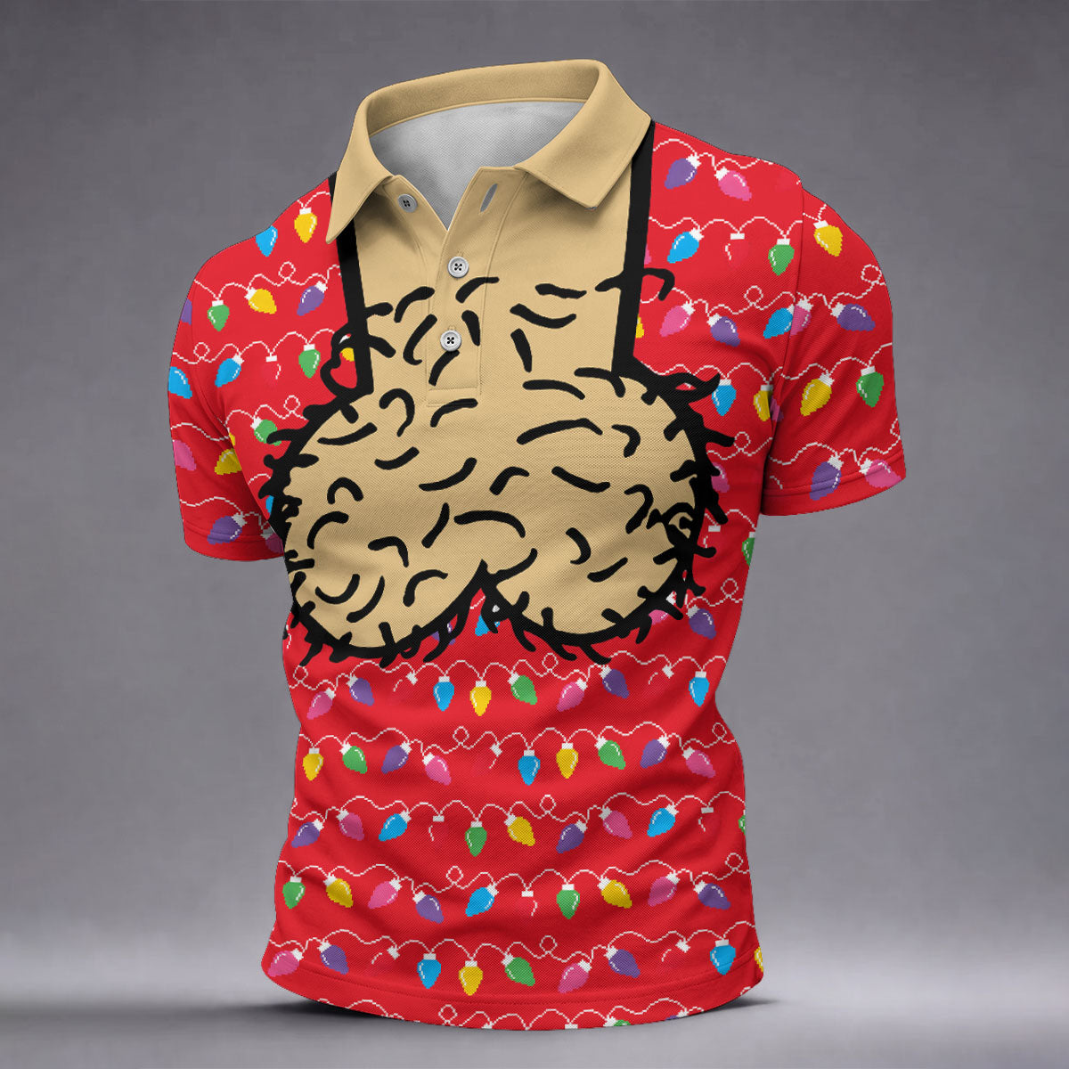 Cheeky Christmas Lights Golf Polo Shirt, Mens Golf Shirts, Golf Apparel For Men