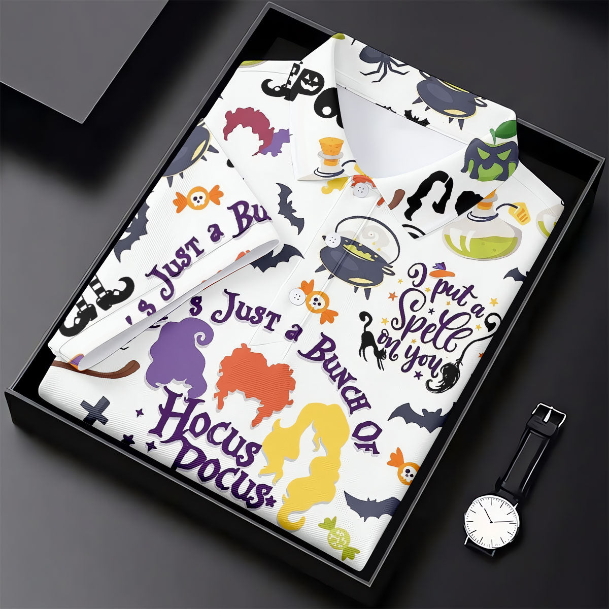 Halloween Witch Pattern Golf Polo Shirt, Golf Polo For Women, Womens Golf Apparel