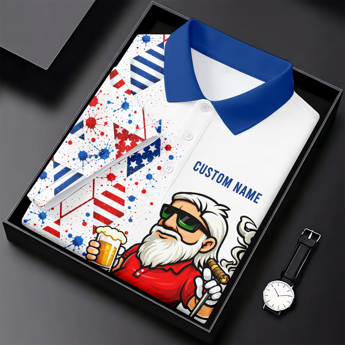 Patriotic Man Golf And Beer Argyle Pattern 4th Of July Golf Shirt, 250 Years Golf Shirts For Men