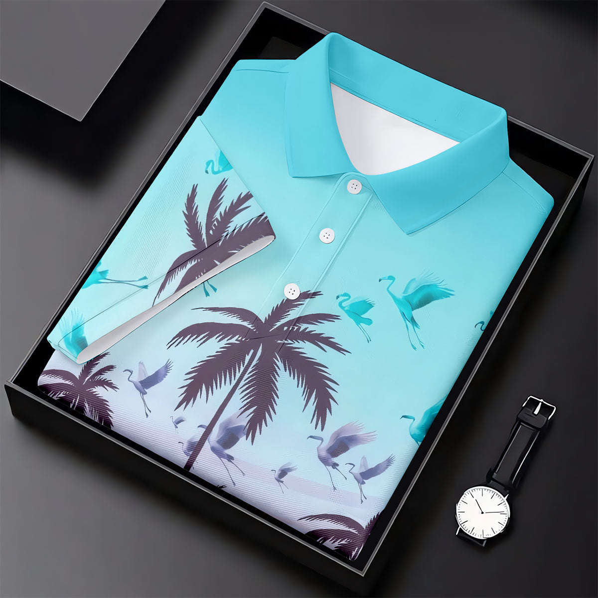 Tropical Flamingo Sunset Hawaiian Golf Shirt, Women's Golf Apparel, Golf Shirts For Women