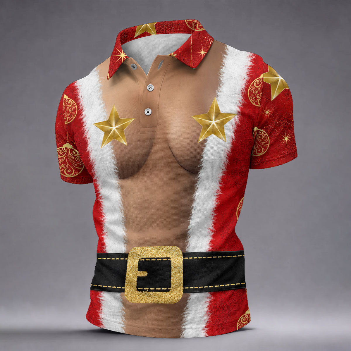 Christmas Santa Suit Gold Star Polo Shirt, Mens Golf Polo, Golf Shirts For Men