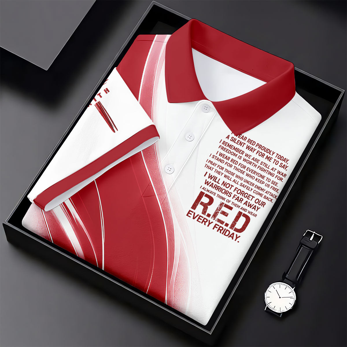 Red Friday Faith Cross Red White Gradient Patriotic Golf Shirt, 250 Years Golf Shirt For Women