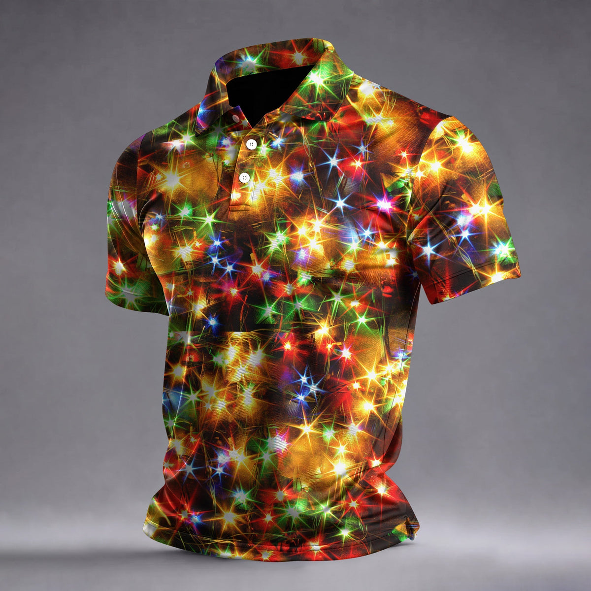 Sparkling Lights Christmas Golf Shirt, Mens Golf Shirts, Golf Apparel For Men