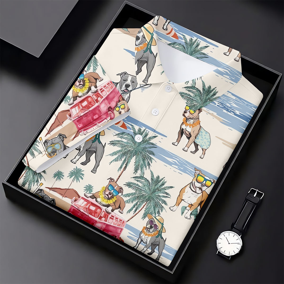 Pit Bull Beach Vacation Tropical Golf Polo Shirt, Golf Shirts For Women, Women's Golf Apparel