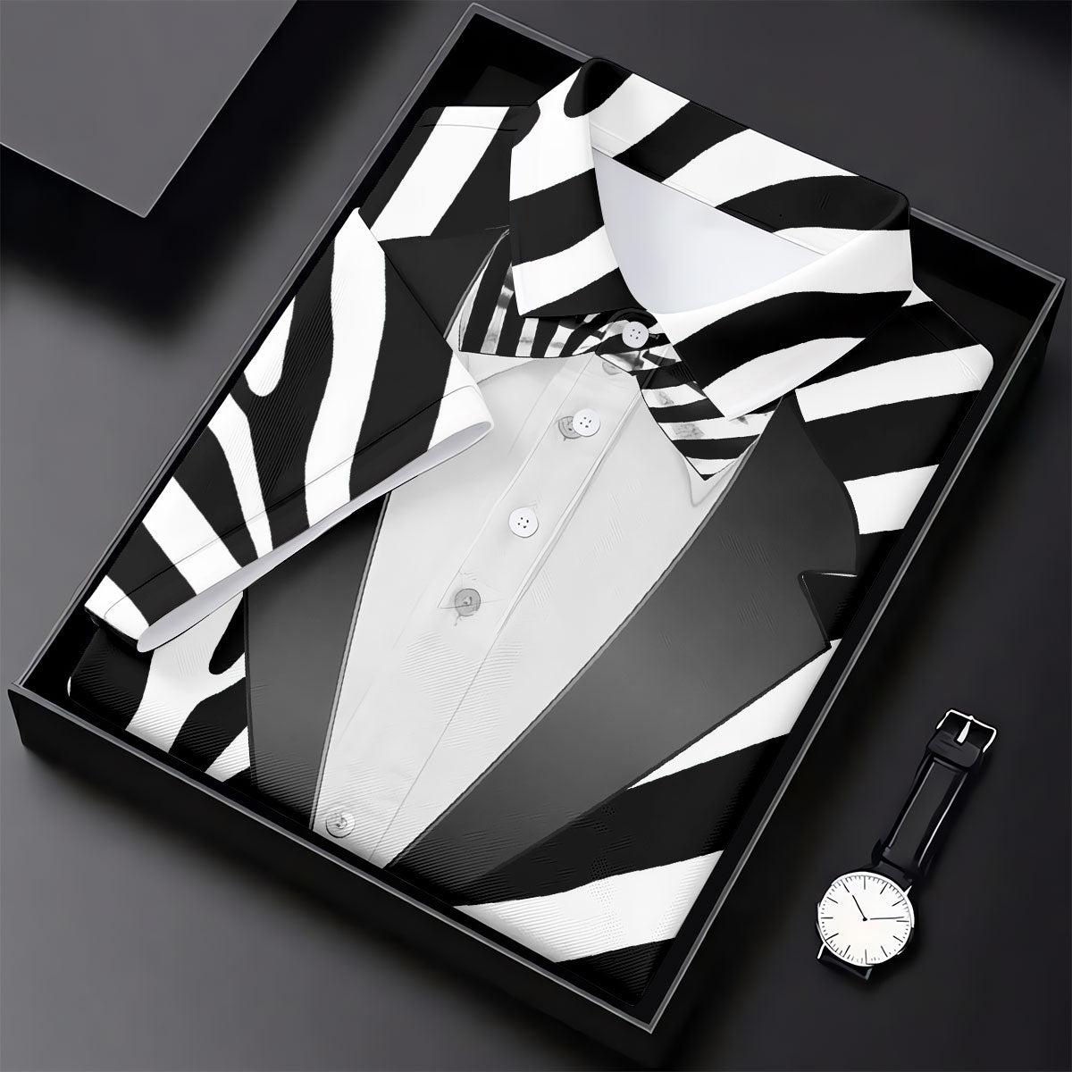 Zebra Pattern Funny Costume Hawaiian Golf Shirt, Polo Shirts For Men, Golf Shirts For Men