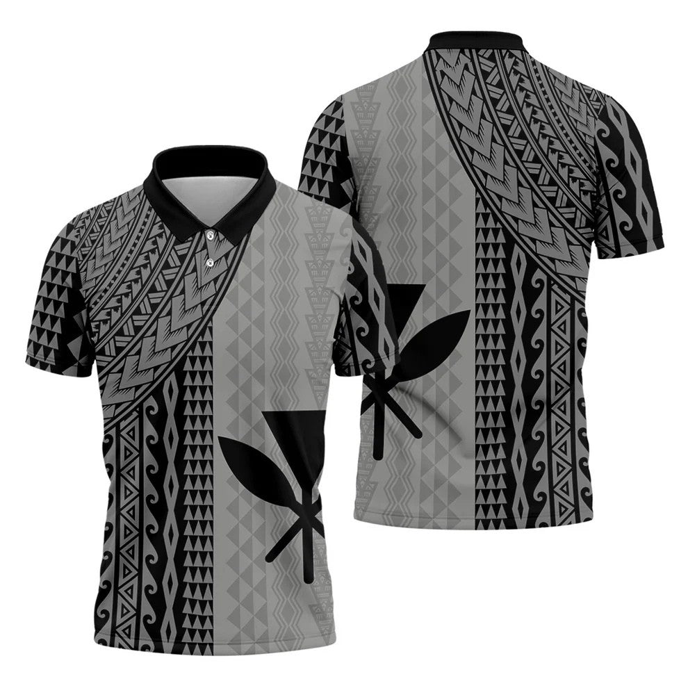 Polynesian Tribal Pattern Vintage Golf Shirt, Hawaiian Golf Shirt, Polo Shirts For Men