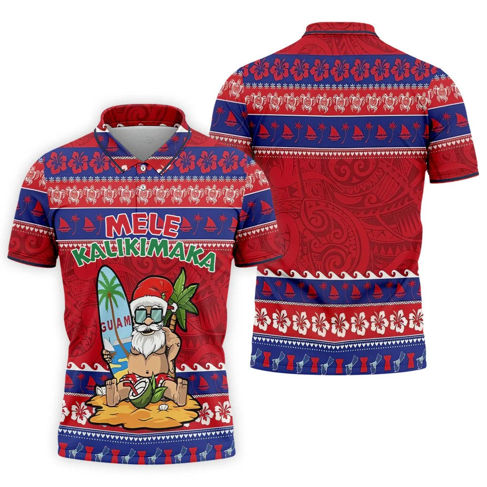 Tropical Santa Mele Kalikimaka Christmas Golf Shirt, Men's Golf Shirt, Hawaiian Golf Shirt, Printed Golf Shirts
