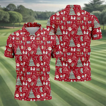 Tis The Season Santa Claus Gift Red Men's Golf Polo Shirts, Christmas Golf Shirt, Polo Shirts For Men