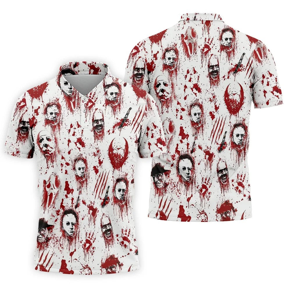Bloody Horror Character Halloween Golf Shirt, Men's Golf Shirt, Golf Shirts For Men