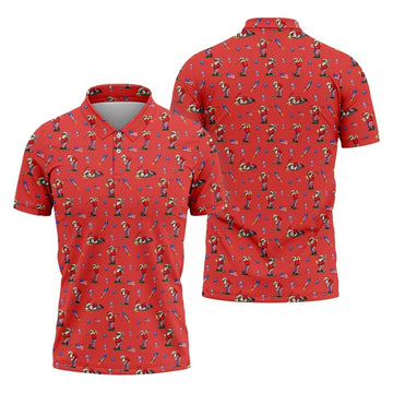 4th Of July Funny Man Golf And Beer Red Golf Shirt, Patriotic Golf Shirt, 250th Anniversary Golf Shirts For Men