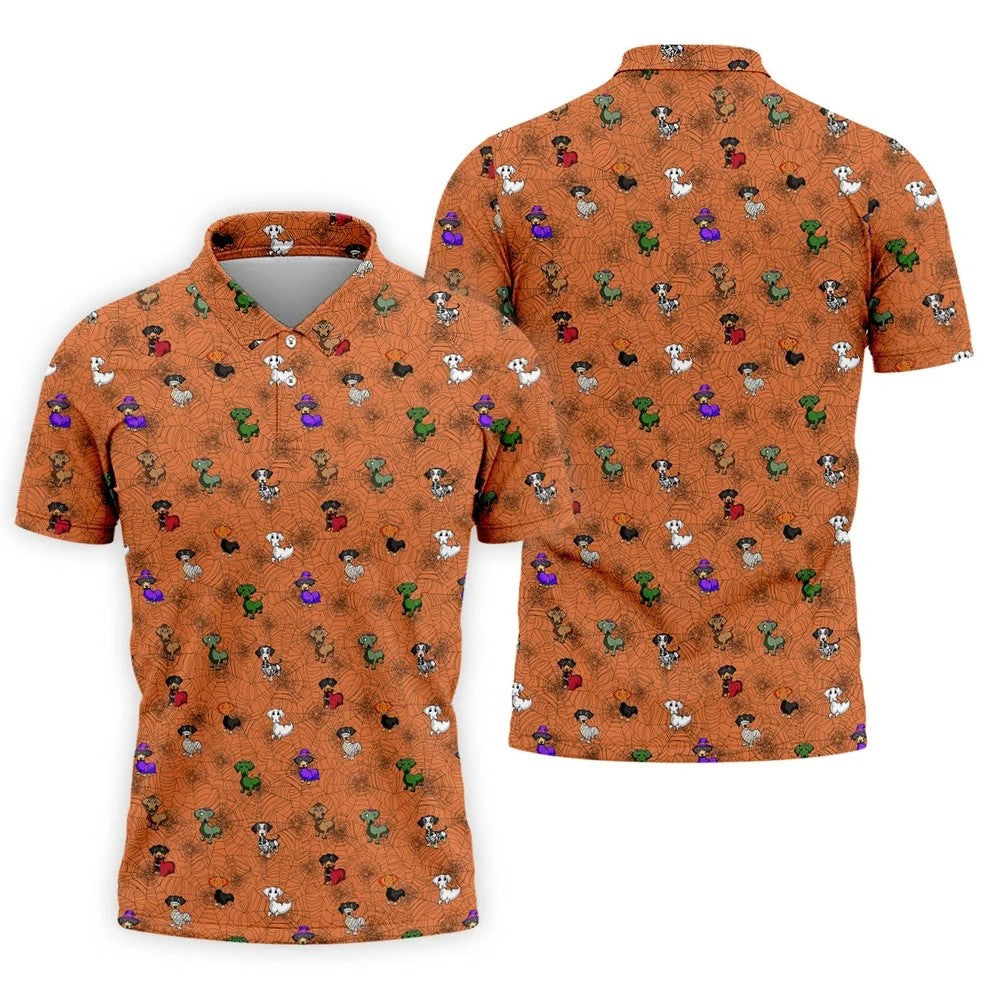 Costume Dogs Spider Web Halloween Golf Polo Shirt, Dog Lover Shirt, Golf Shirts For Men