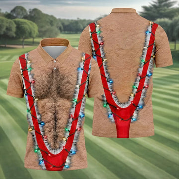 Funny Suspenders Lights Christmas Golf Shirt, Mens Golf Polo, Golf Apparel For Men