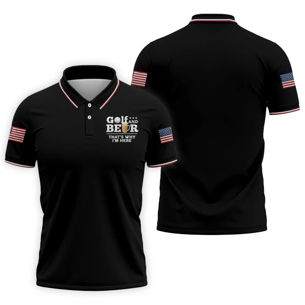 American Symbols Black Patriotic Golf Shirt, US 250 Years 4th Of July Golf Shirts For Men
