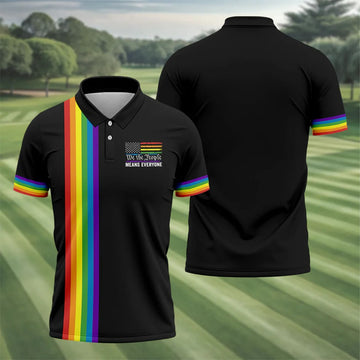 We The People Means Everyone American Pride LGBT Support Golf Tops For Men, Golf Shirts For Men