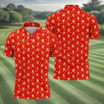 Gingerbread Character Christmas Golf Shirt, Red Golf Shirt, Polo Shirts For Men, Golf Gift For Men