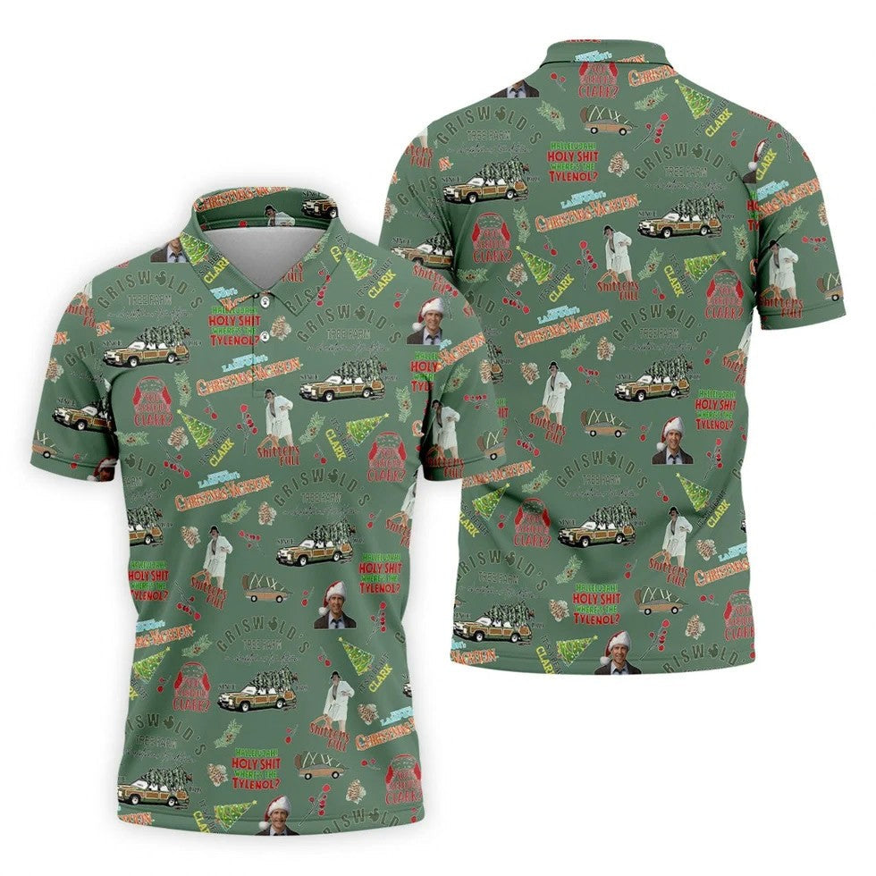 Tree Farm Moss Green Christmas Golf Shirt, Men's Funny Golf Shirts, Polo Shirts For Men