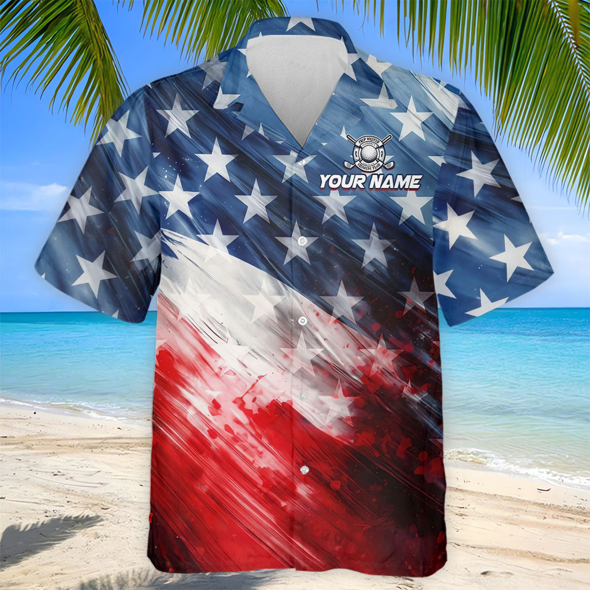 Red White Blue Gradient Art 4th Of July Patriotic Golf Shirt, 250 Years Golf Shirts For Men