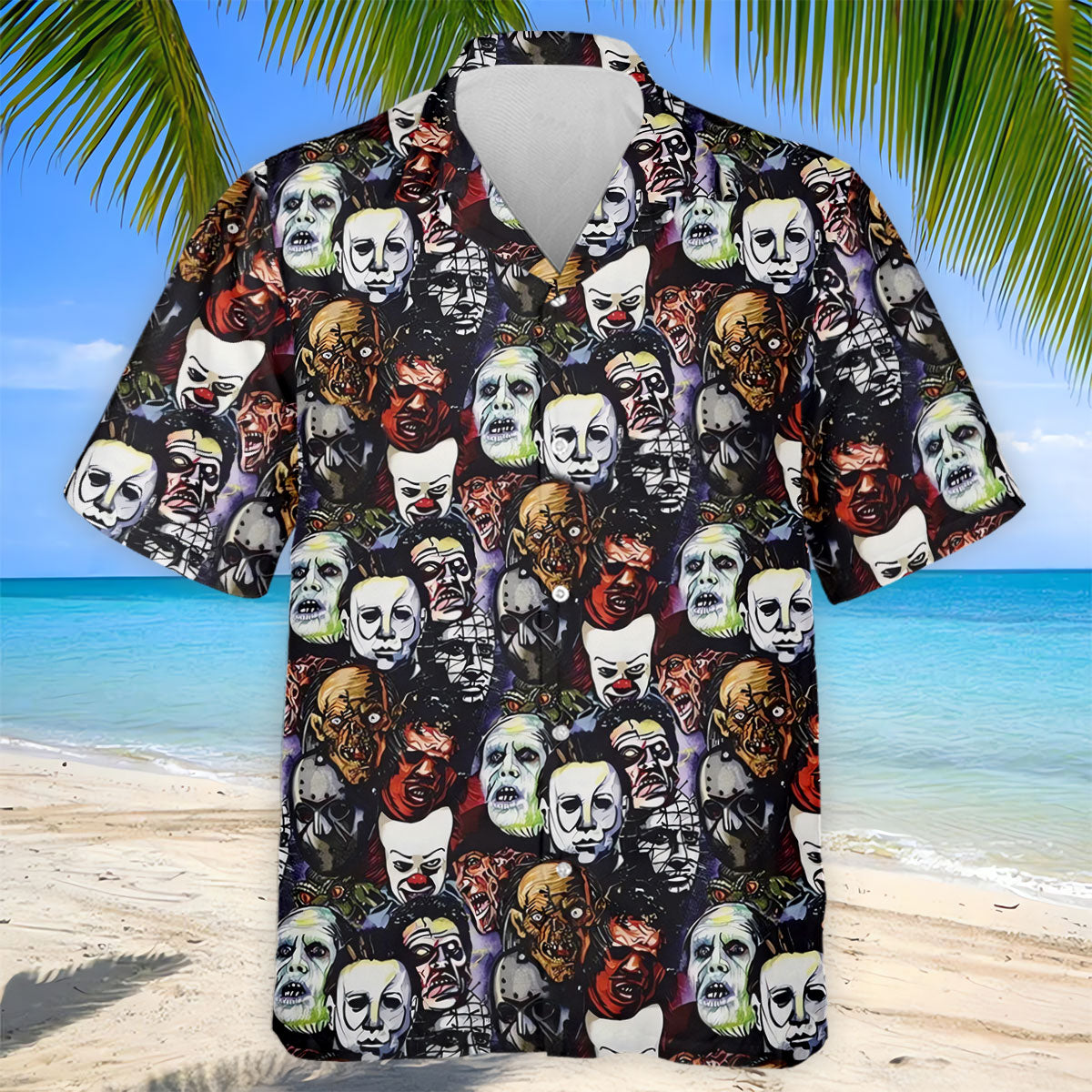 Horror Character Movie Villain Collage Golf Polo Shirt, Men's Golf Polo, Hawaiian Golf Shirt