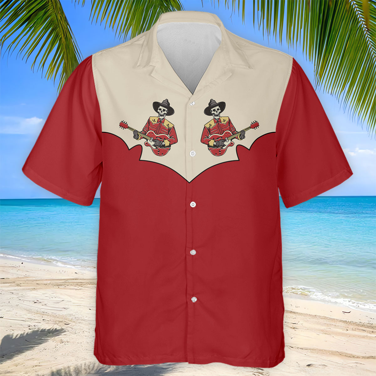 Western Skeleton Guitar Golf Polo Shirt, Golf Polo Shirts For Men, Hawaiian Golf Shirt